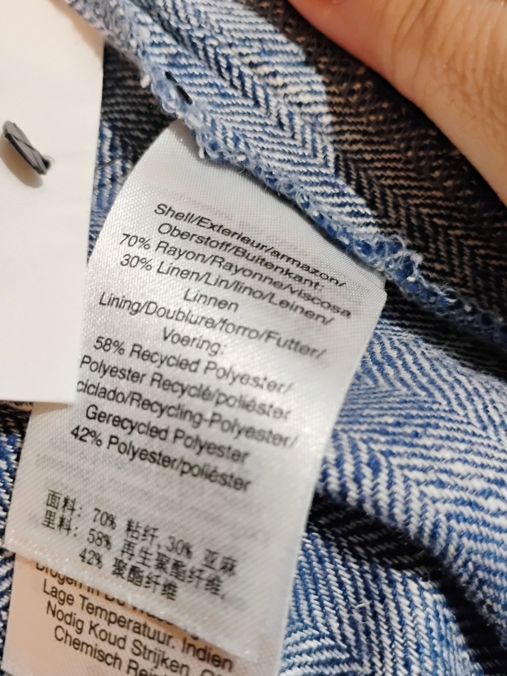 DKNY Wide-Leg High-Waist Trousers Linen Blue SZ 16 NWT - Picture 7 of 8
